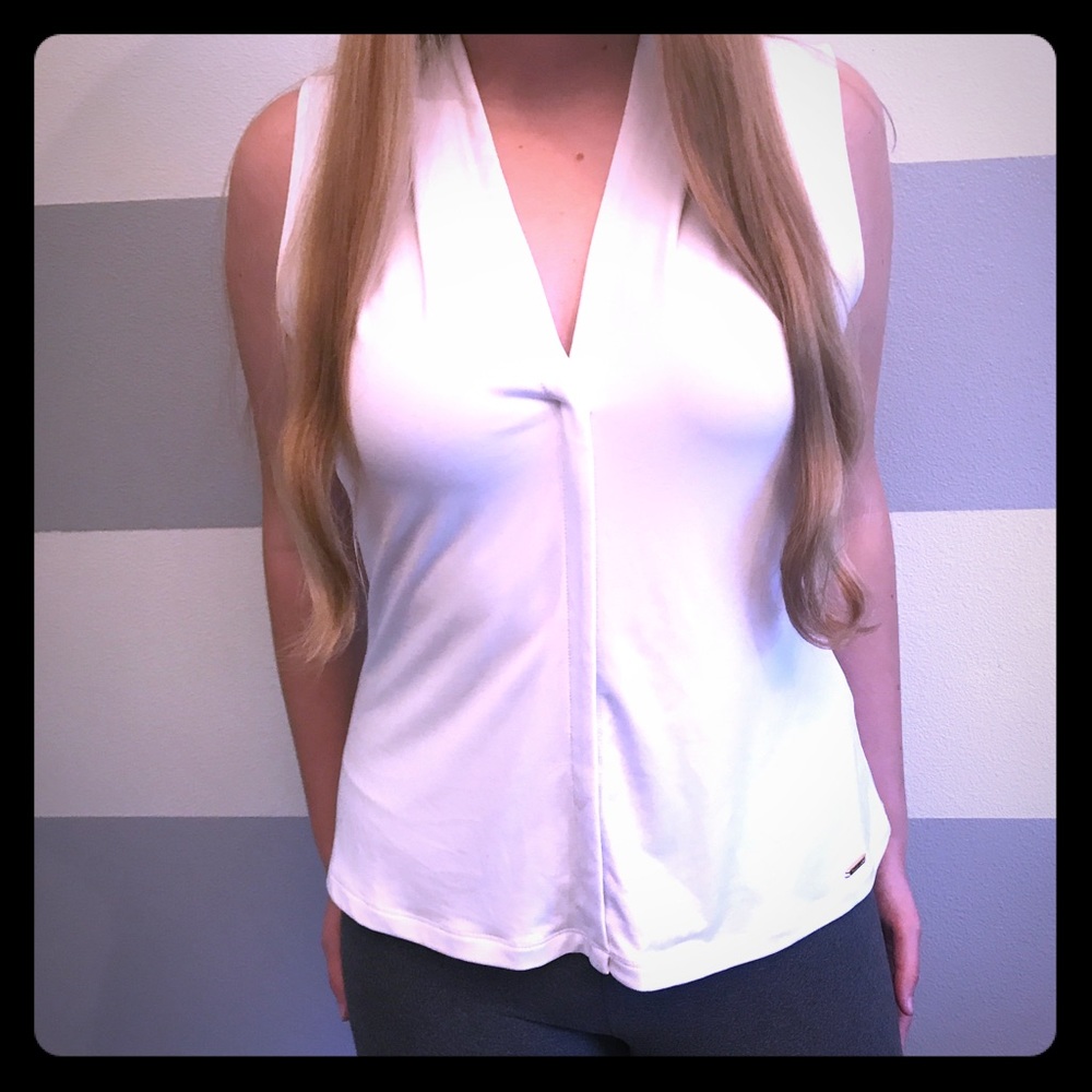 Calvin Klein Pleated V-Neck Shell